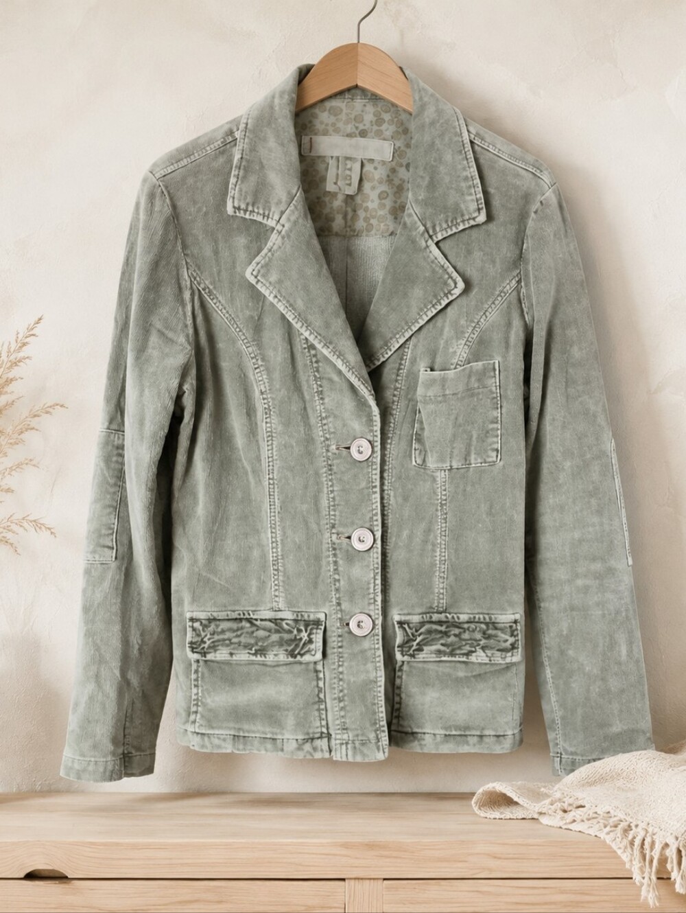 Vintage Z. Cavaricci Corduroy Blazer Olive Green Jacket 90s Tailored Grunge M